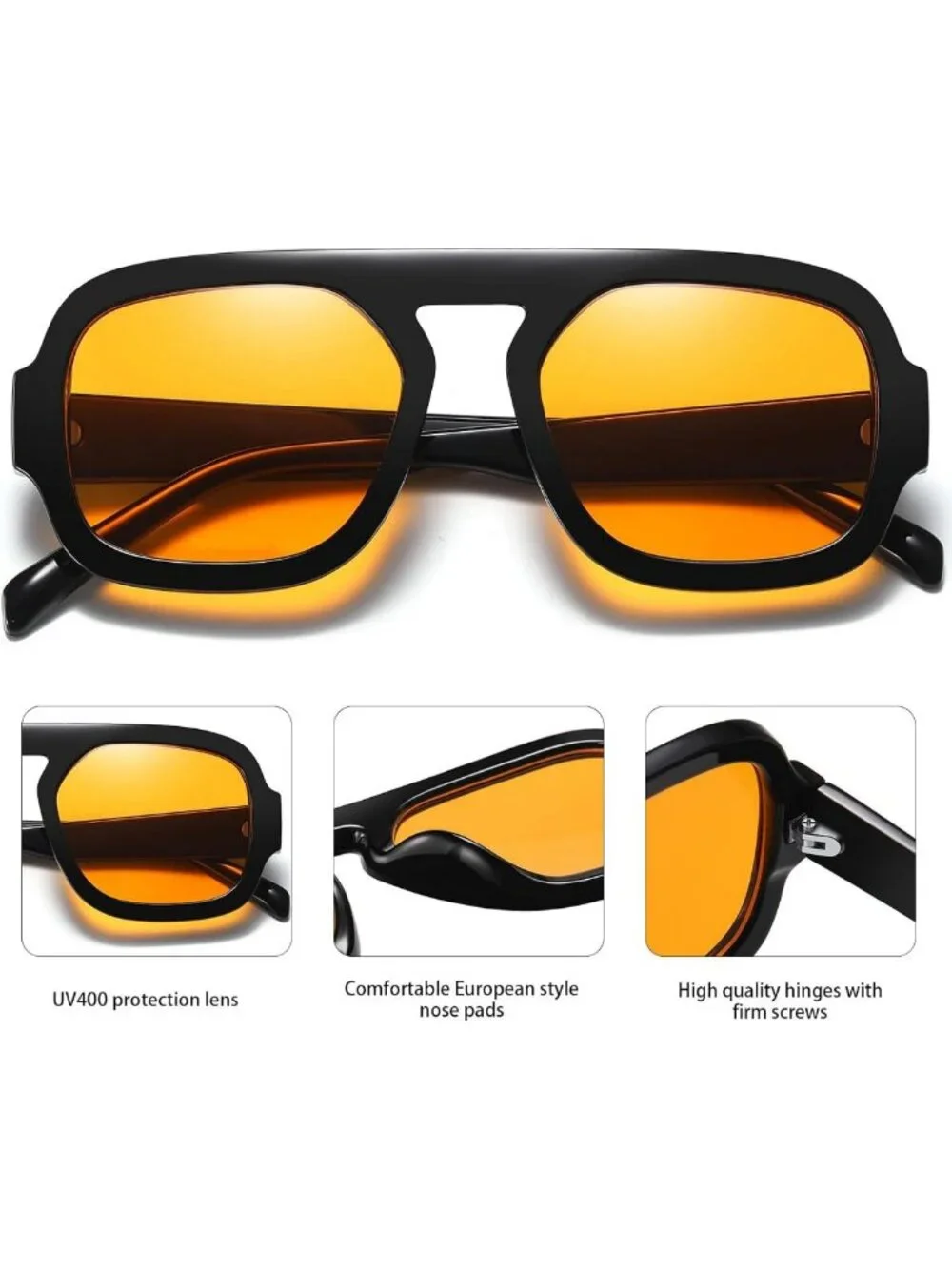 Trendy Retro Square Aviator Sunglasses for Women & Men - 70s Vintage UV